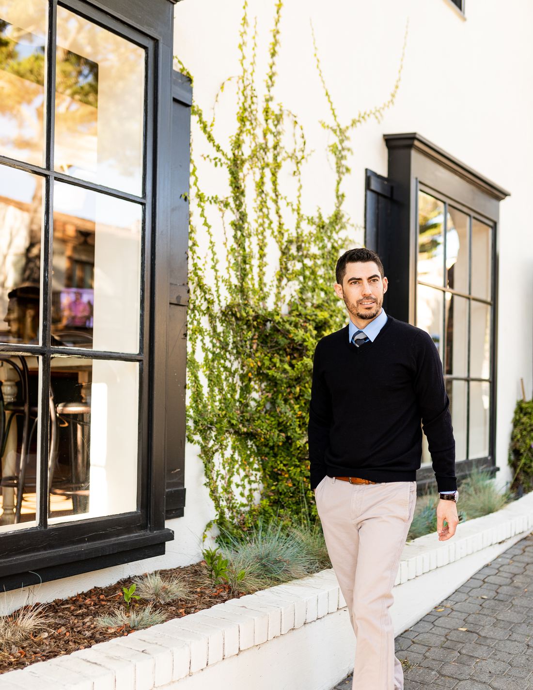Tristan Vanderpan walking along a Carmel street